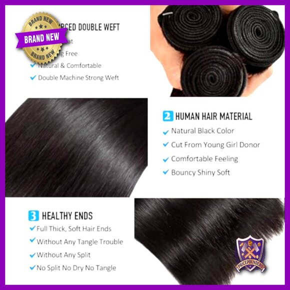 12-16 Inch Brazilian Virgin Hair Extensions Straight Weave Bundles main image 5